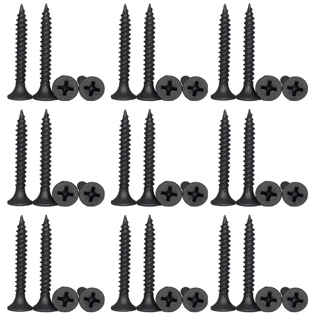 Hi-Plasst Pack of 300, 38mm (1.5") Black Self Drilling Bugle Head Drywall Screws for Gypsum Board - Phosphate Coated for Metal and Wood Studs, Ceiling & Partition Walls (Size #6, 3.5mm thickness)