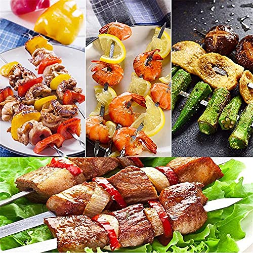 12 Stück Kabob Spieße Flach Metall Edelstahl BBQ 16" Spieße (12er Pack) - Bild 4 von 15