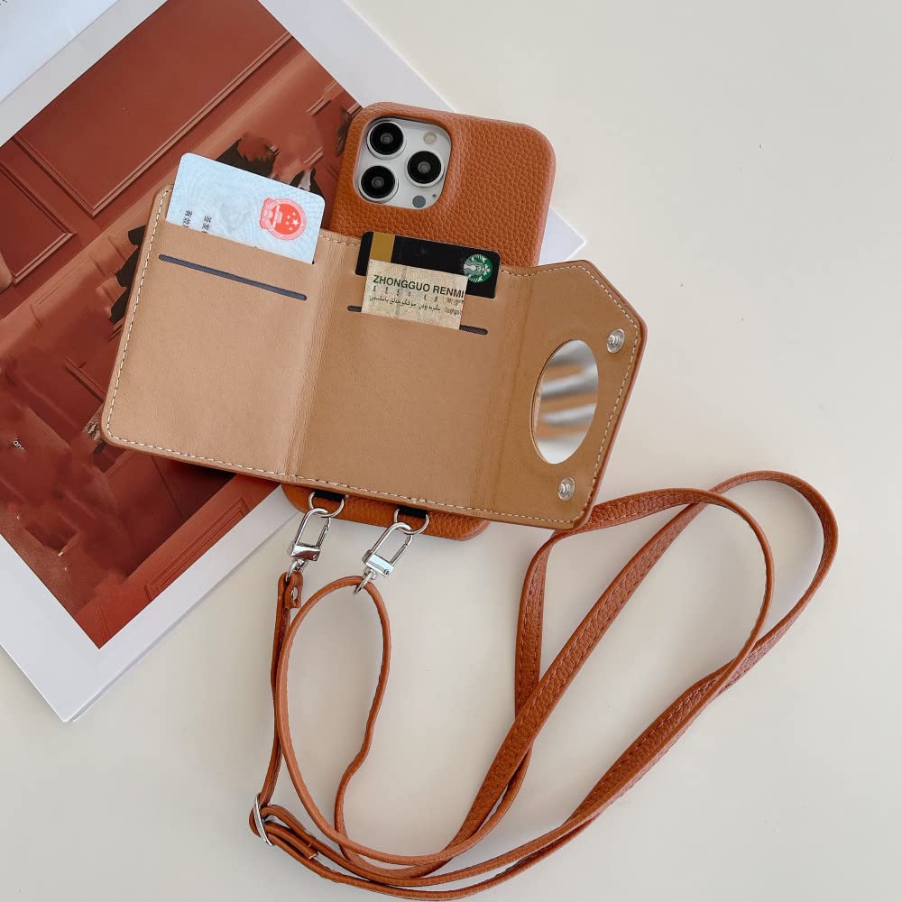 Crossbody Portemonnee Telefoonhoesje voor IPhone 14 13 12 11 Pro Max Kaartsleufhouder Lanyard Riem Koord Rits Tas Portemonnee Leren Hoes,rood,voor iPhone 12Pro Max