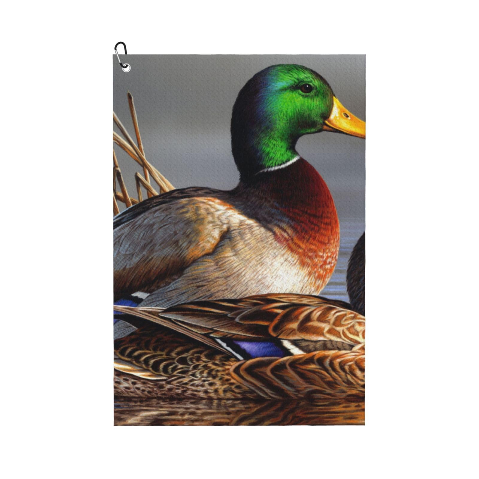 Hnnkloy Duck On The Water Painting, 16x24 in Portable Waffle Golf Towels with Carabiner Clip for Golf Bag
