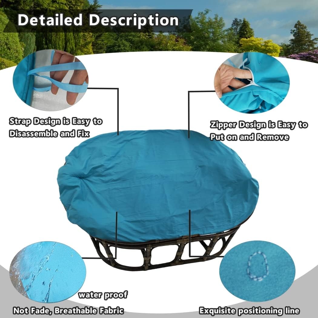 Double Papasan Chair Cushion Covers Only, Double Papasan Cushion Cover, Outdoor Indoor Cushion Waterproof Slipcover for Wicker Egg Chair, Internally Fixed,Waterproof a,67 * 47 * 6in