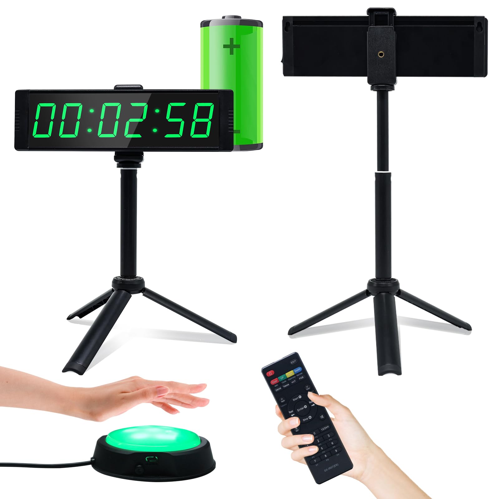 YZ Coundown Timer mit Start-/Stopp-Taste, Digital Stoppuhr mit Fernbedienung, 12/24H LED Wand Uhr, Intervall-Timer für Workout, Fiteness, Sport, Home Gym Garage