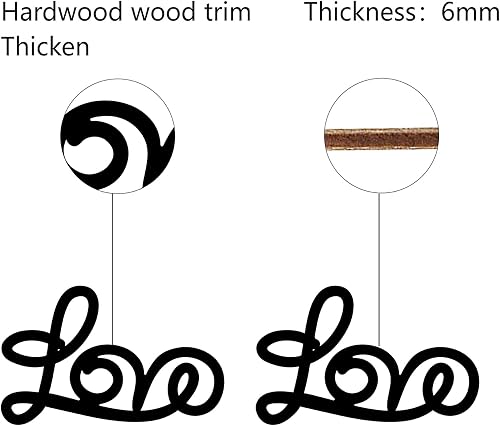 Miniatura 3 de CREATCABIN Letrero de amor con corte de madera, letras de decoración de pared de madera negra, arte de corte láser, arte rústico sin terminar,