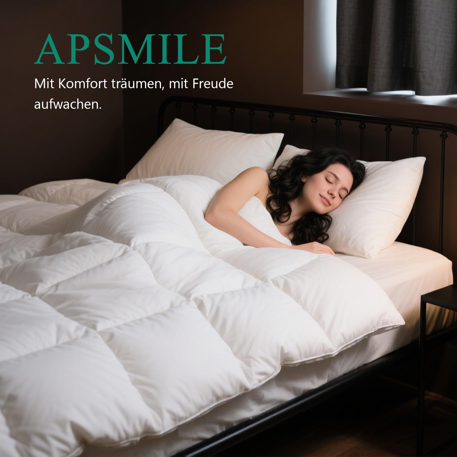 APSMILE Daunendecke 135x200 Ganzjahres Bettdecke 135x200 Hohe Flauschigkeit Gänsedaunen und Federn, 100% Ägyptische Baumwolle, Allergiker Natur Duvet RDS Zertifiziert für Tierwoh