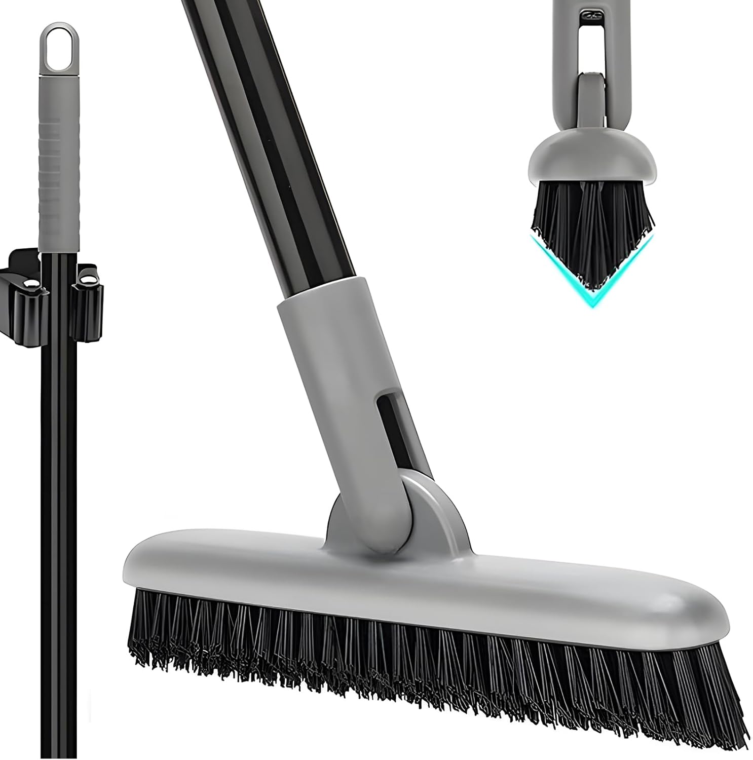 Grout Brush with Long Handle, Tile Cleaner Tool for Shower, Bathroom Floors Scrubber for Grout