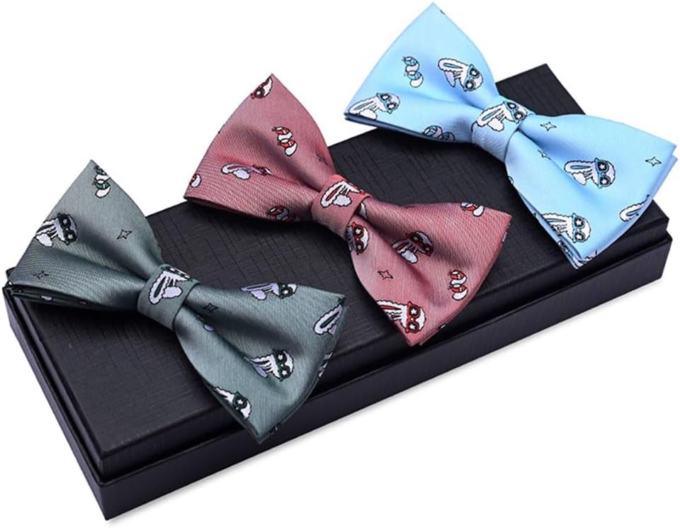 Cartoon Sunglasses Jackrabbit Bow Tie Men and Women Polyester Silk Cute Bow Tie