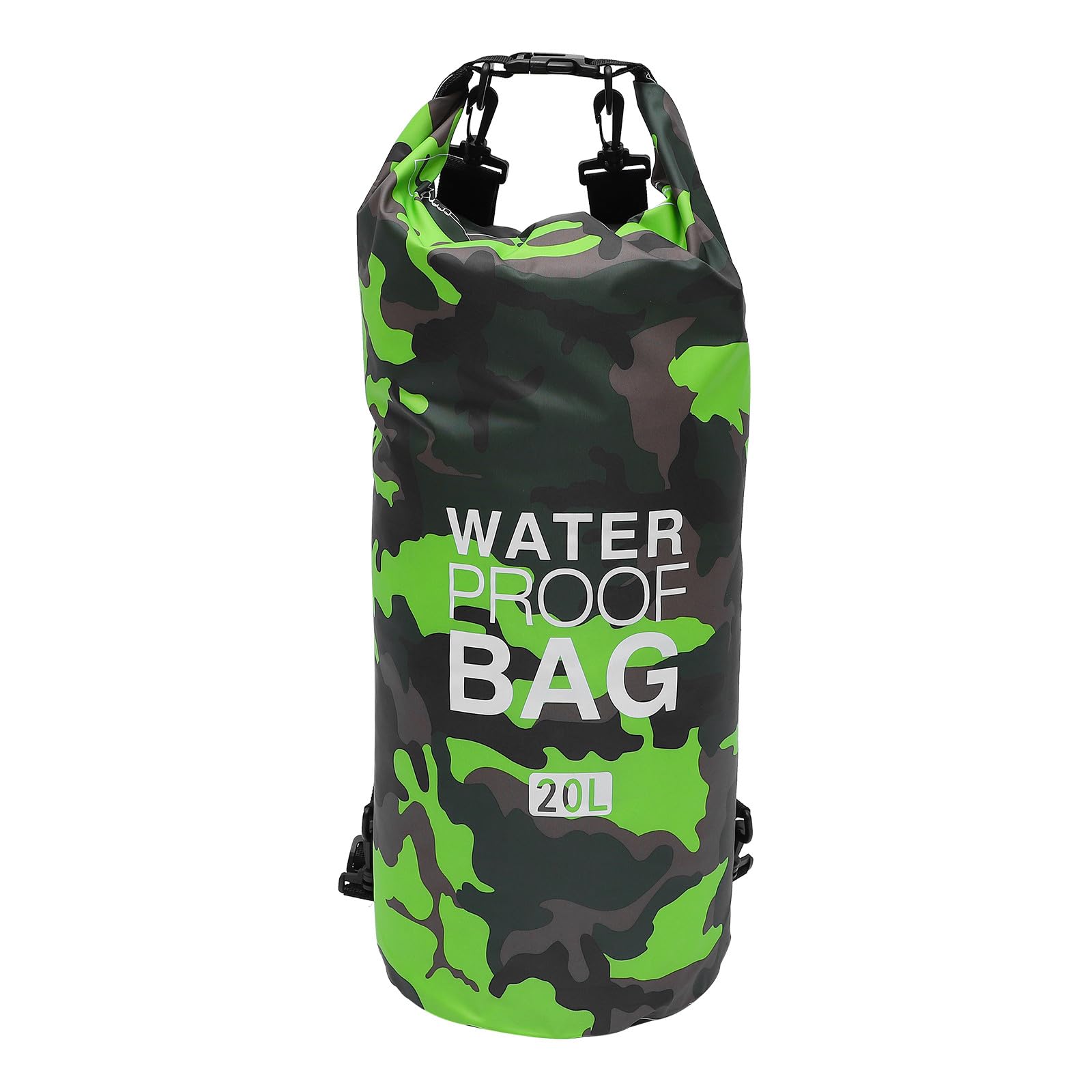 Outdoor Waterproof Bag 20l Camo Rafting Dry Storage Bucket Pack with Shoulder Strap Lightweight Pvc Floating Bag for Camping Boating Swimming