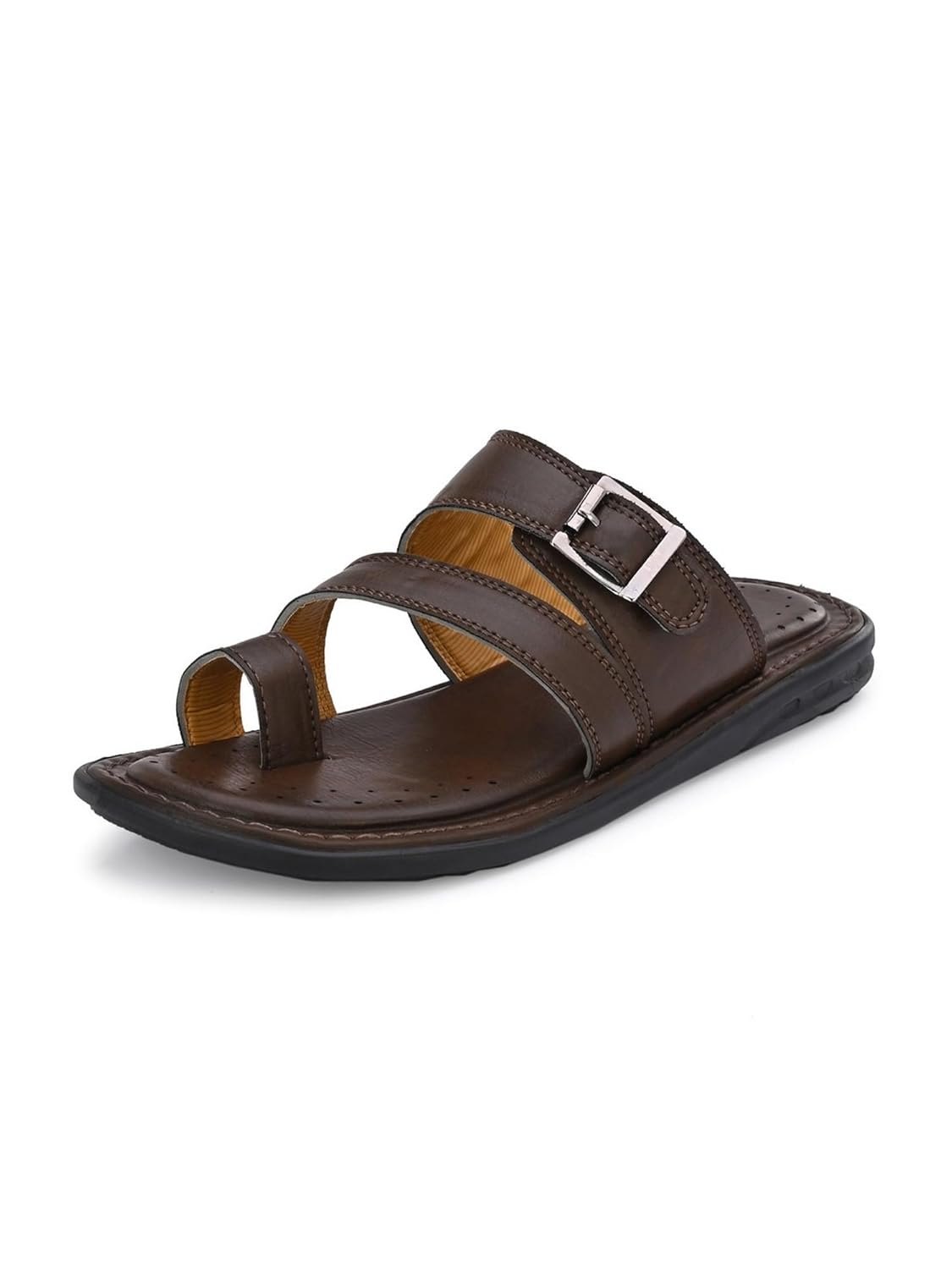 Buy Hirolas® Men's Brown Faux Leather Office Chappal SlipOn Slipper at