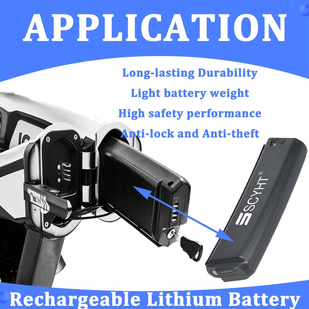 Batterie Li-ION 36 V 10,4 Ah 14 Ah 12 Ah Batterie Rechargeable 48 V Batteries Lithium 36 V Batteries Trottinette pour Moteur 250 W à 700 W avec Chargeur et Port 4 Ports,48v10.4ah