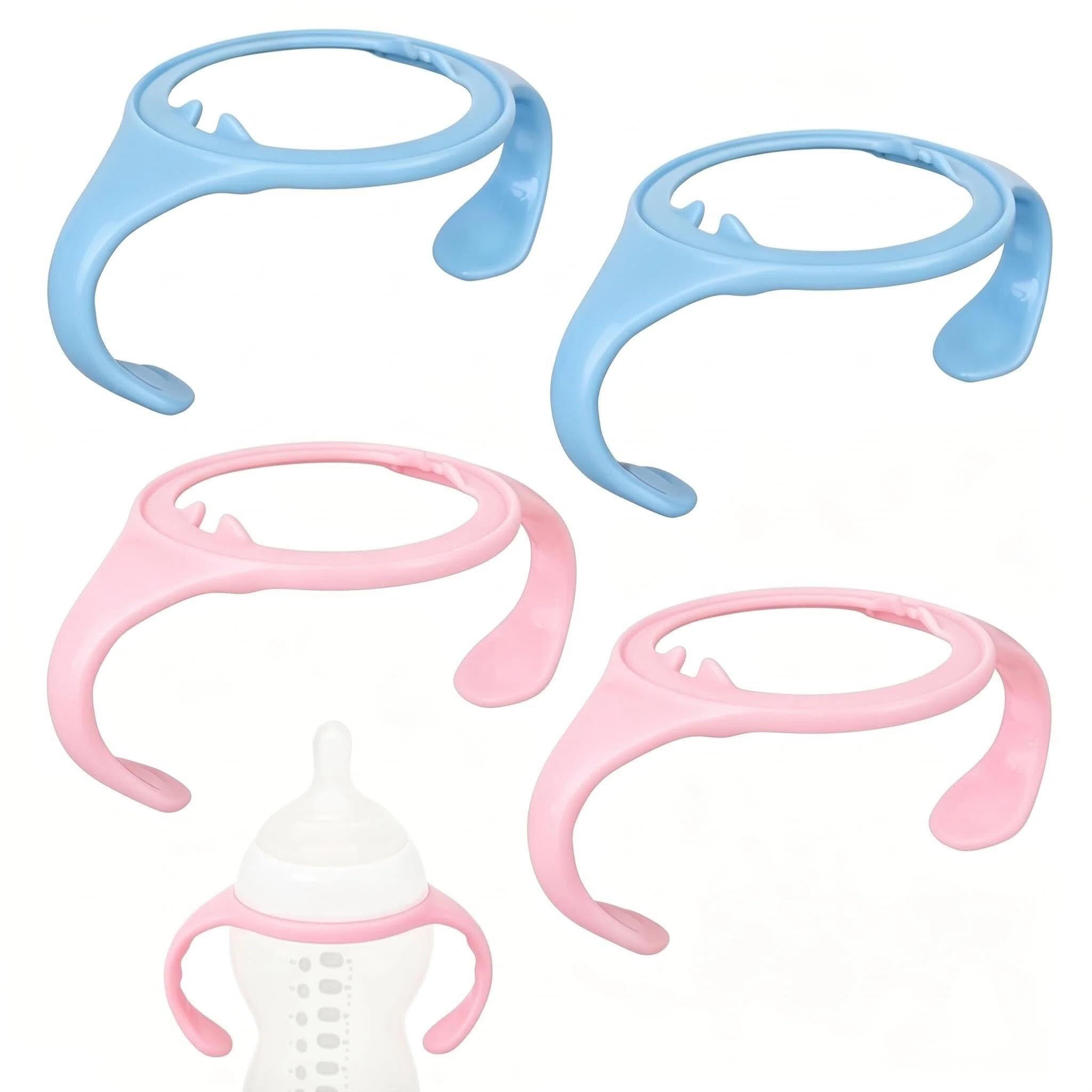 MIGIFTDY 4 Pcs Baby Bottle Handles, Universal Silicone Bottle Grips - Anti-Slip, BPA-Free, Adjustable for Wide/Narrow Neck Bottles, Easy-Hold for Toddlers & Infants