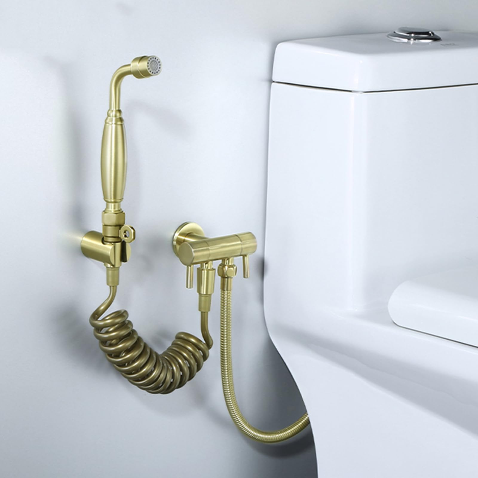 Pulvérisateur de Bidet À Main Sortie D'Eau À Double Mode en Laiton Douchette Wc Reglable pour L'Hygiène Personnelle Or