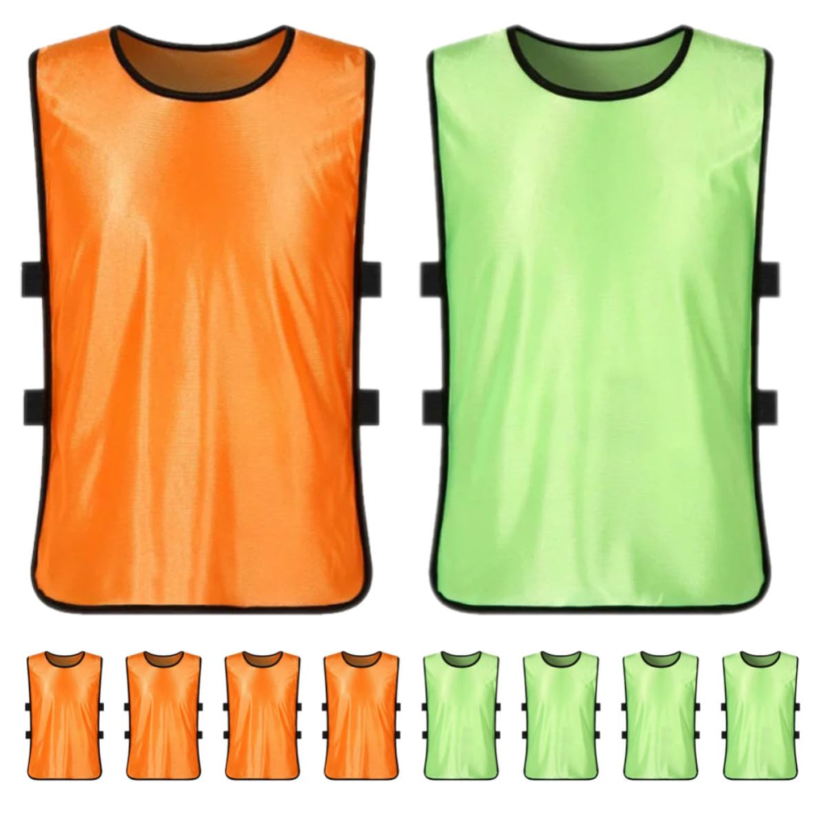 Chalecos de Entrenamiento de Fútbol 10 Piezas, Poliéster Ligero | Ajuste Cómodo, Laterales Abiertos para Ventilación, Uso Deportivo, para Atletas y Niños, Peso hasta 70kg