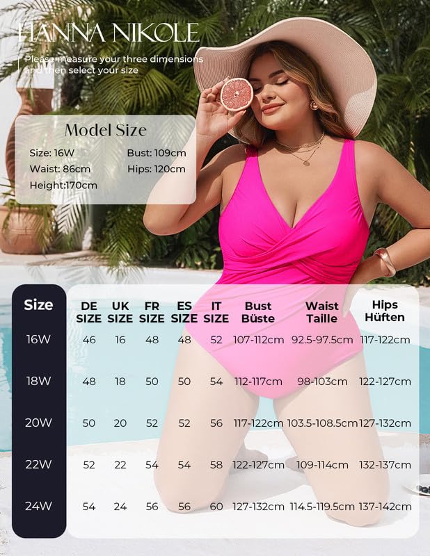 Hanna Nikole Traje de baño para mujer, tallas grandes, con push up, traje de baño de una pieza con forma de traje de baño elegante, traje de baño cruzado monokinis, traje de baño ajustable, cómodo