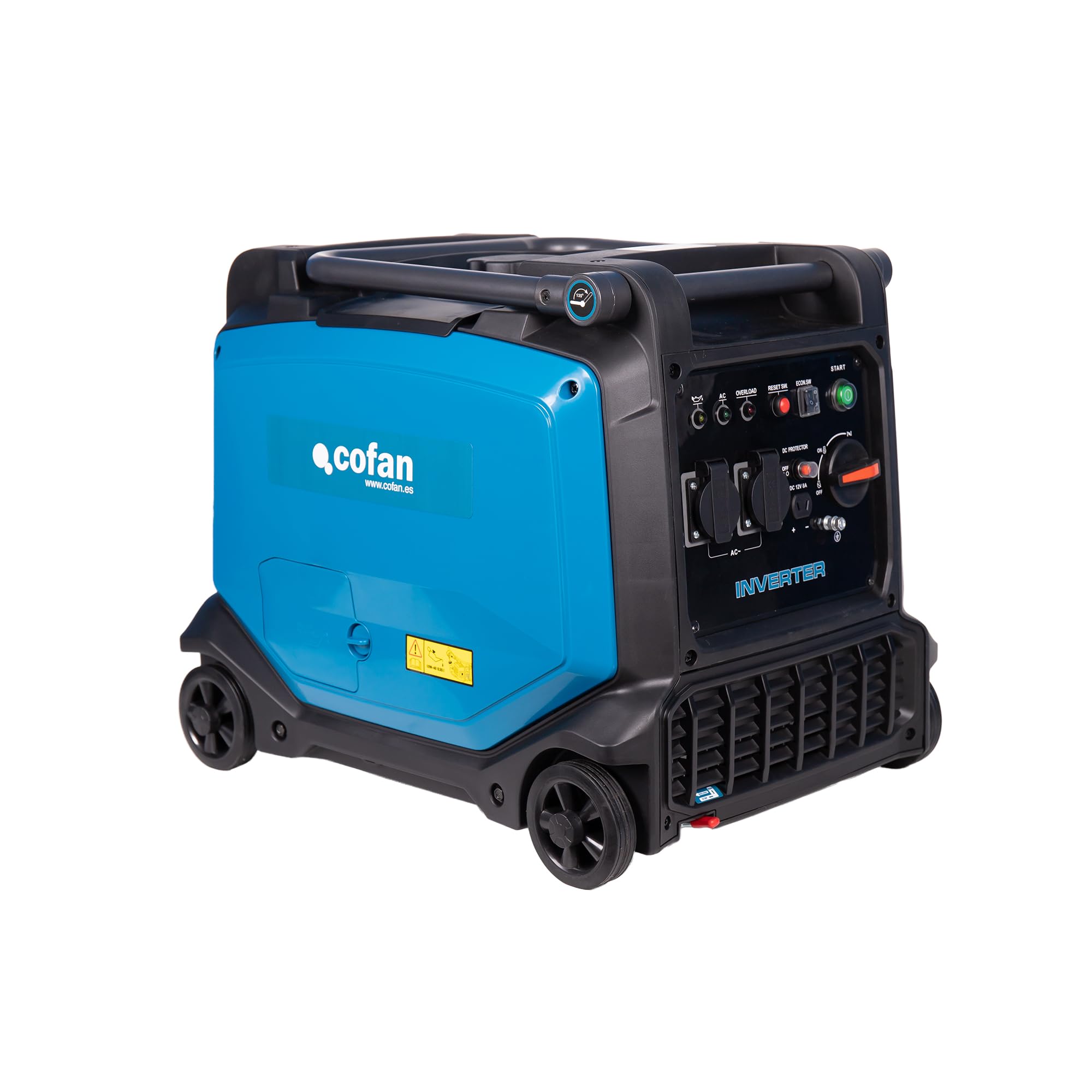 Cofan Generador de gasolina | Potencia máxima: 3,8 kVA | Motor de 4 tiempos | Generador inverter portátil | Autonomía de 5,7 horas | 223 cc