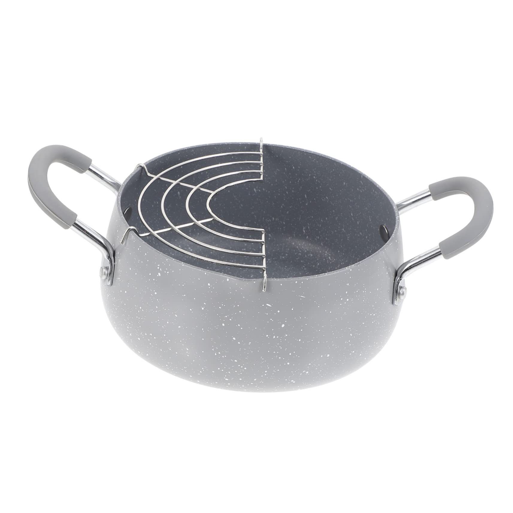 BIUDECO Non-stick Tempura Frying Pot Deep Fryer Pan with Drain Rack 1pc Medical Stone Chicken Fryer Portable Frying Pan for French Fries