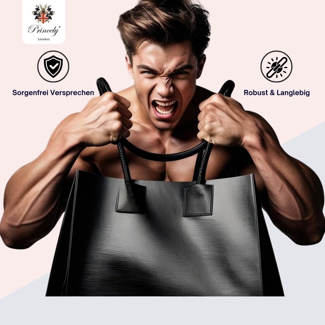 Princely London Weekender Los Angeles Schwarz – Stylischer und Geräumiger Reisebegleiter aus Hochwertigem Veganem Leder für Damen, Ideal als Handgepäck