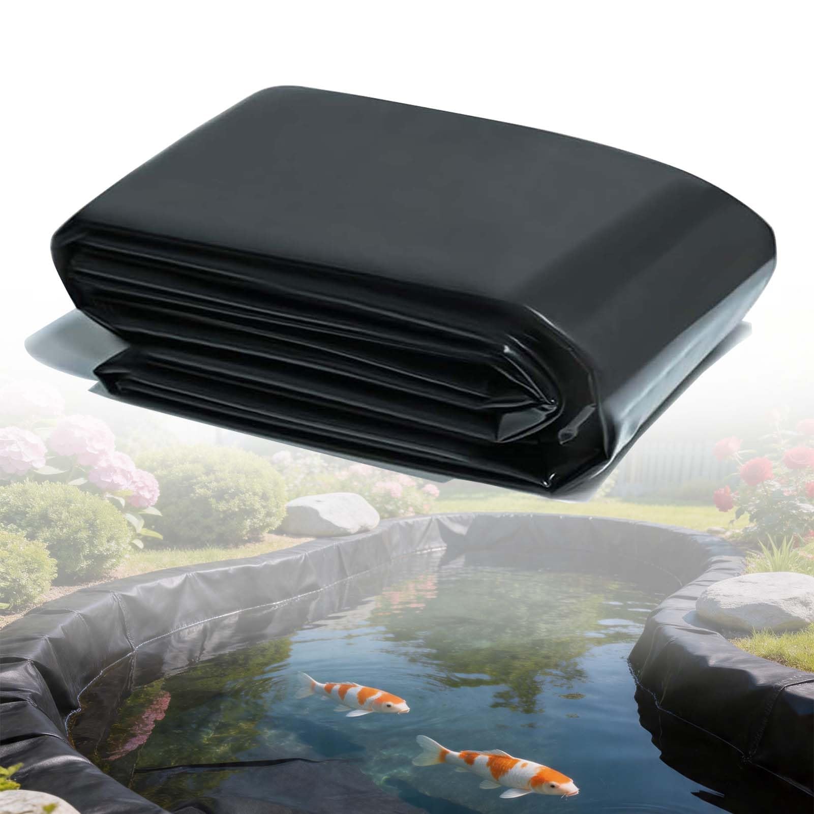 Whnoorher Fish Pond Liner - Black HDPE Geomembrane 2x3m 3x3m 3x5m 4x4m 4x8m Foldable Outdoor Sealing Film Damp Proof Membrane for Lotus Ponds Aquaculture Ponds Garden(6x7m(19.7x23ft))