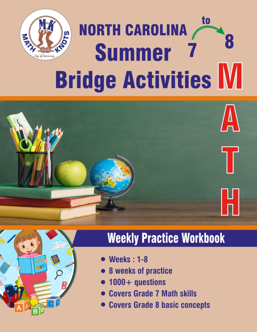 GRADES 7 to 8 : NORTH CAROLINA Summer Math Bridge Activities (North Carolina ( NCEOG ) State Test Prep by Math-Knots)