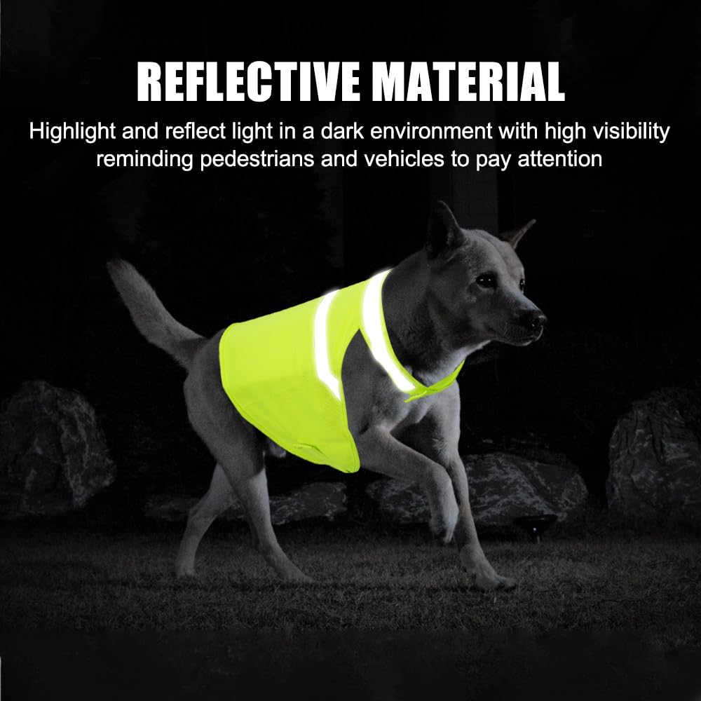 Gilet Riflettente per Cani,2 Pezzi Giacca di Sicurezza per Cane con Strisce Riflettenti Alta Visibilità Giubbotto Fluorescente per Cani di Piccola Media e Grande per Cammina di Notte