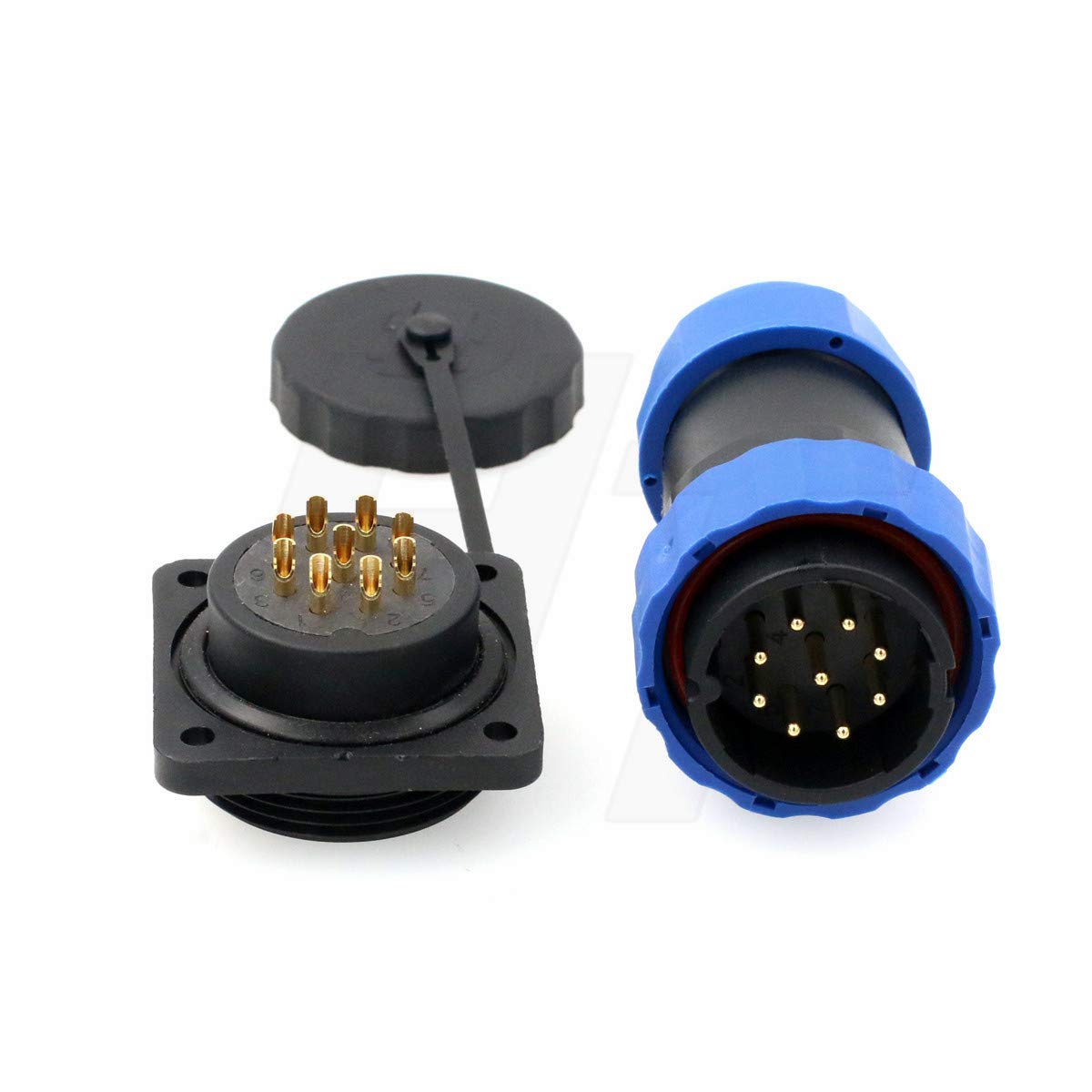 HangTon HE29 9 Pin Wire Plug Panel Mount Socket Connector Male Female Aviation Waterproof IP68 Plastic Circular 4-Screw (9 pin 10A 380V) - Image 2