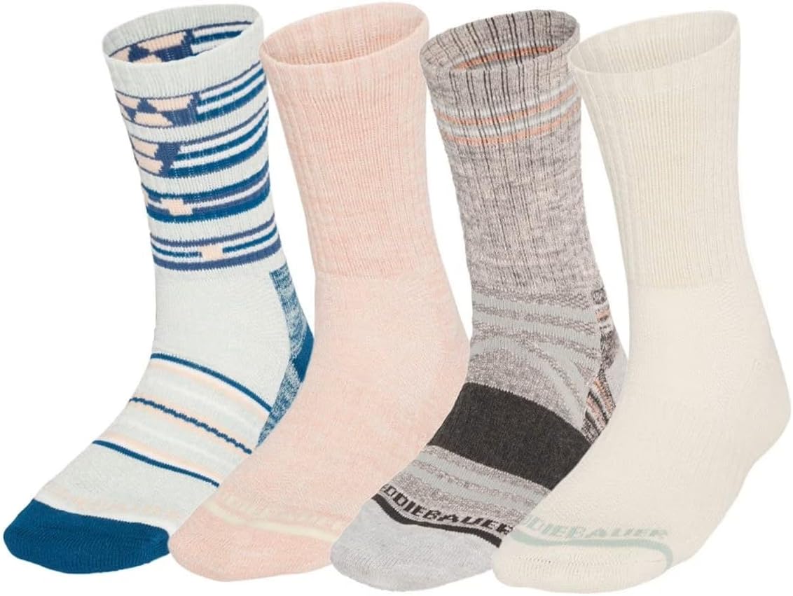 Eddie Bauer Women's 4-Pairs Hiking Sock, One size fits women's shoe sizes 5-10