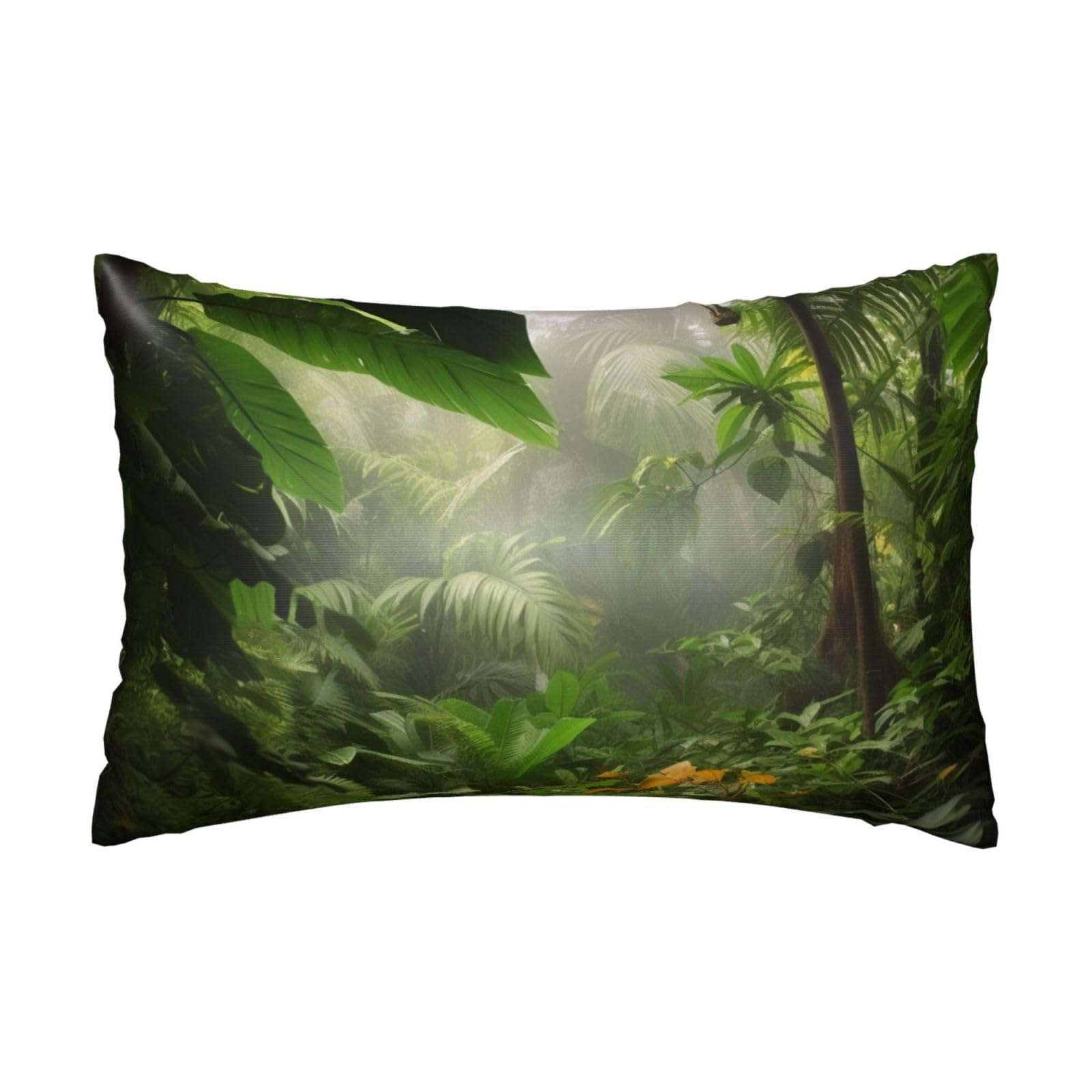 Satin Pillowcase for Hair and Skin, Tropical Rainforest Jungle Scene Pillow Case Queen Size 20x30 Inches, Cooling Silky Pillowcases with Zipper Ultra Smooth and Soft Pillow Cover for Sleeping