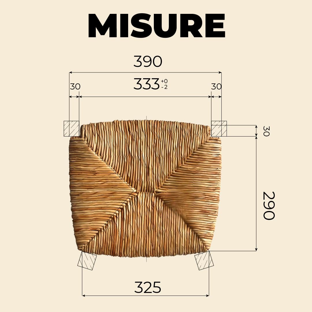 Generico Import Trade 1212 - Juego de 4 asientos de paja trenzada de repuesto para silla Venecia, asiento de repuesto para silla rústica de casa y restaurante, fondo marco, asiento resistente