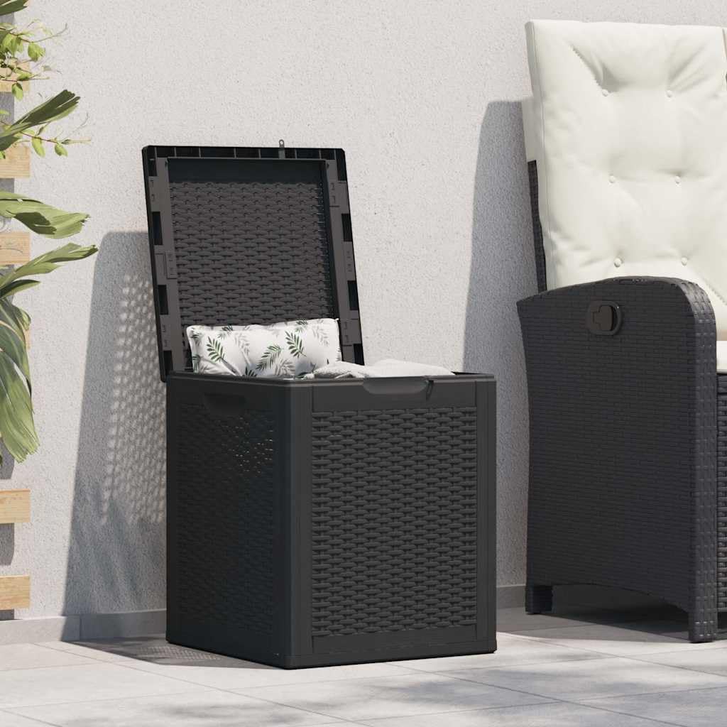 Hothingwell Schowek ogrodowy 90 l, czarny PP Rattan