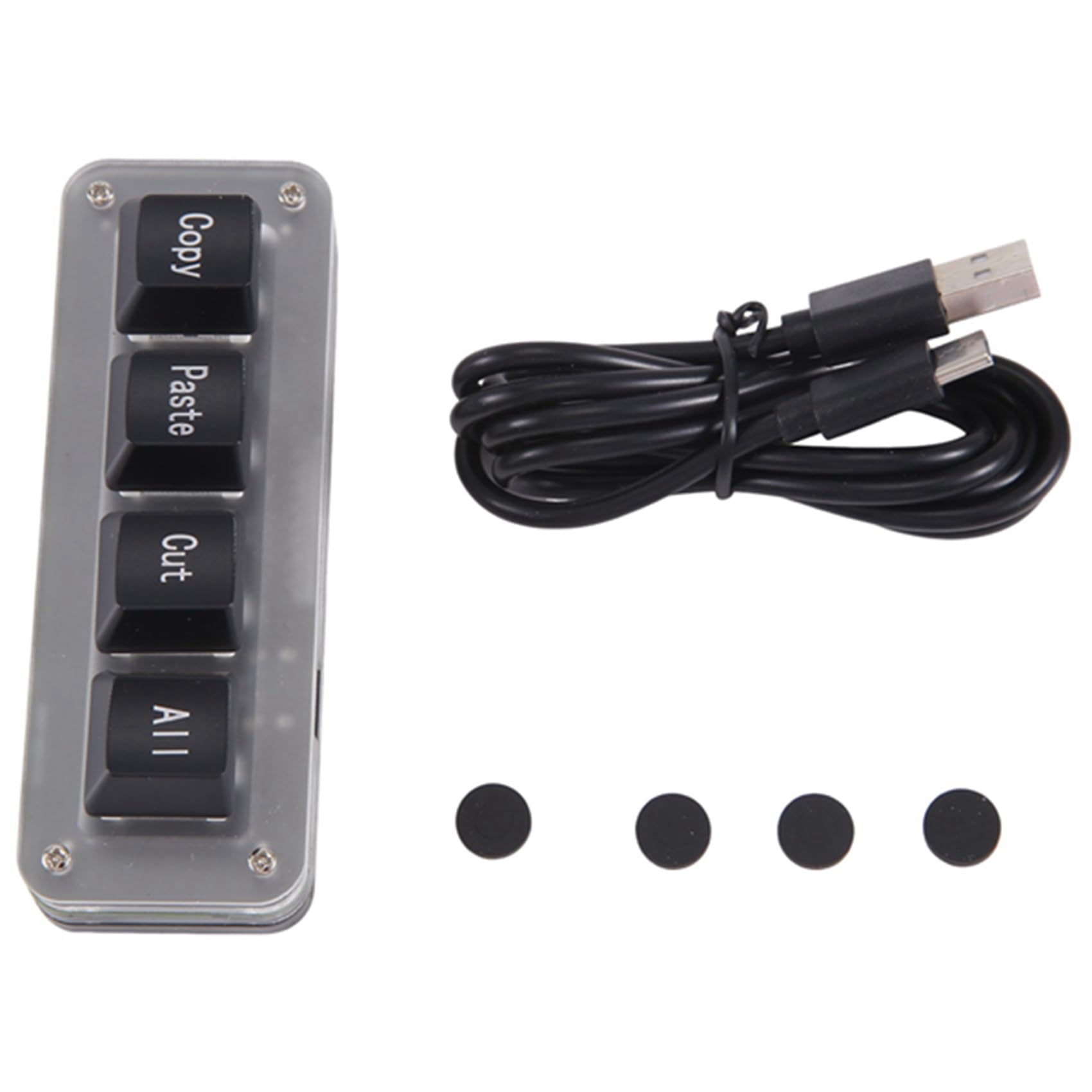 reamhome Mini SeleccióN de 4 Teclas Copiar Pegar Cortar Macro Pad Acceso Directo Teclado con una Mano Teclado MecáNico para Juegos RGB Tecla OSU