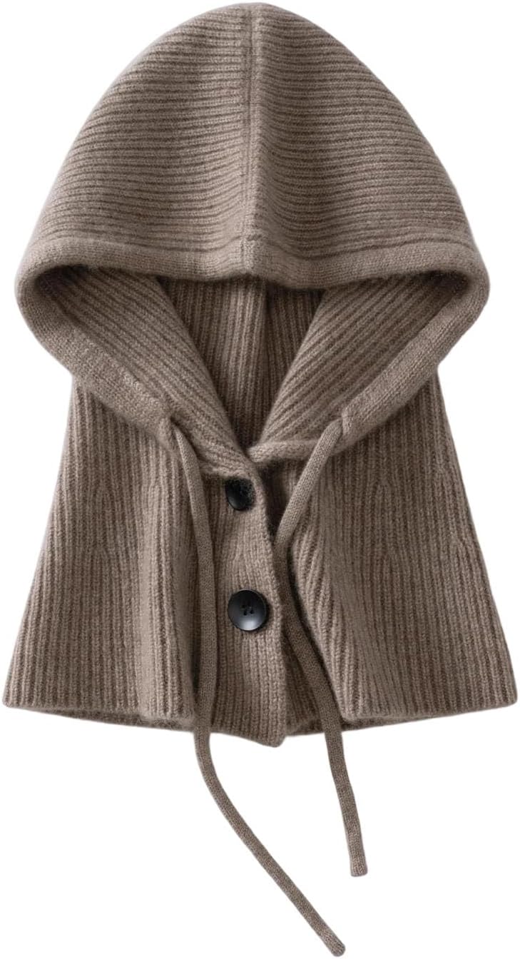 Cashmere Hats for Women Knitted Hooded Outdoor Warm Neck Beanies Cap