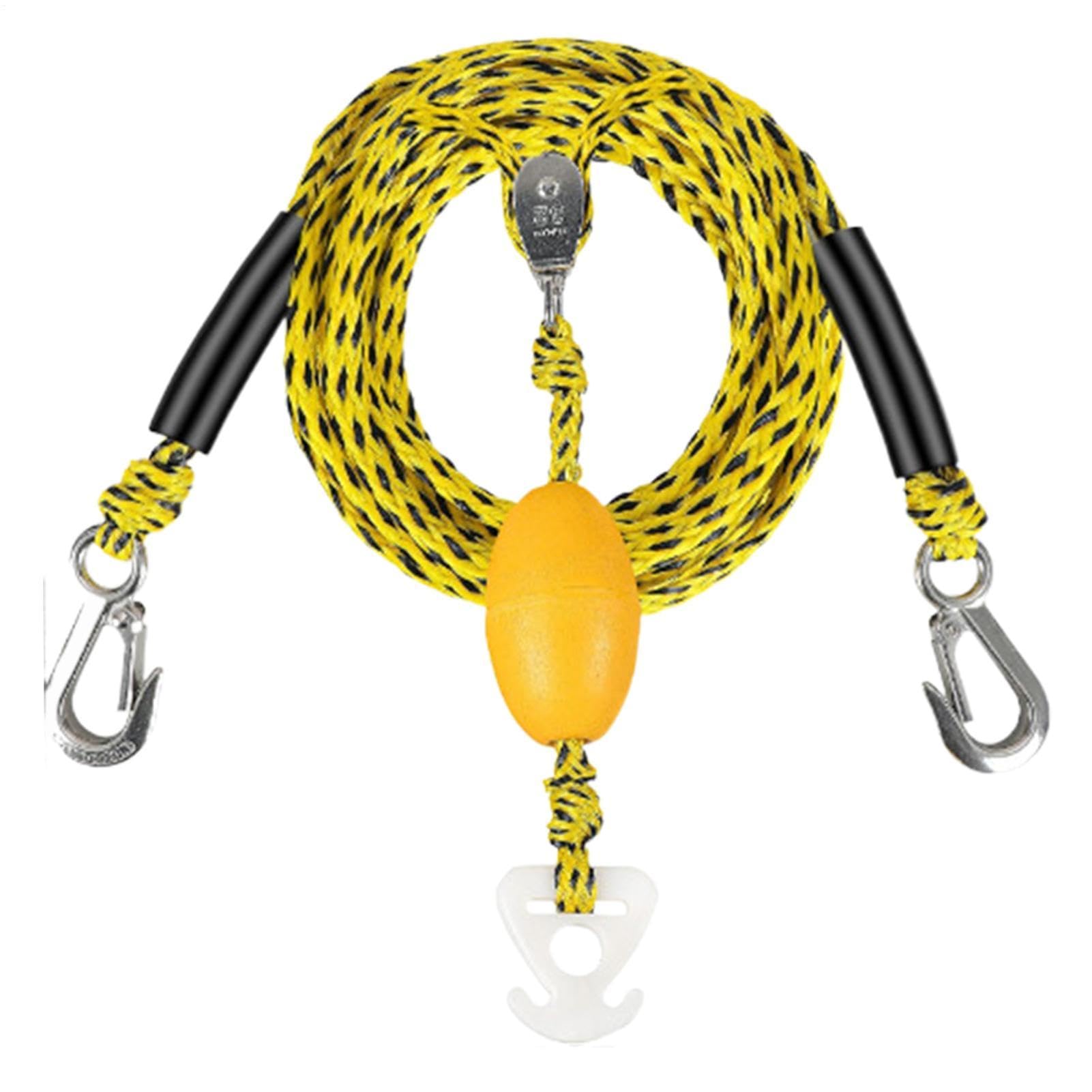Cuerda de arrastre para hasta 4 usuarios, con gancho y polea giratoria de 360 grados, para pontones, piscinas, juguetes acuáticos inflables, kayaks, surf,