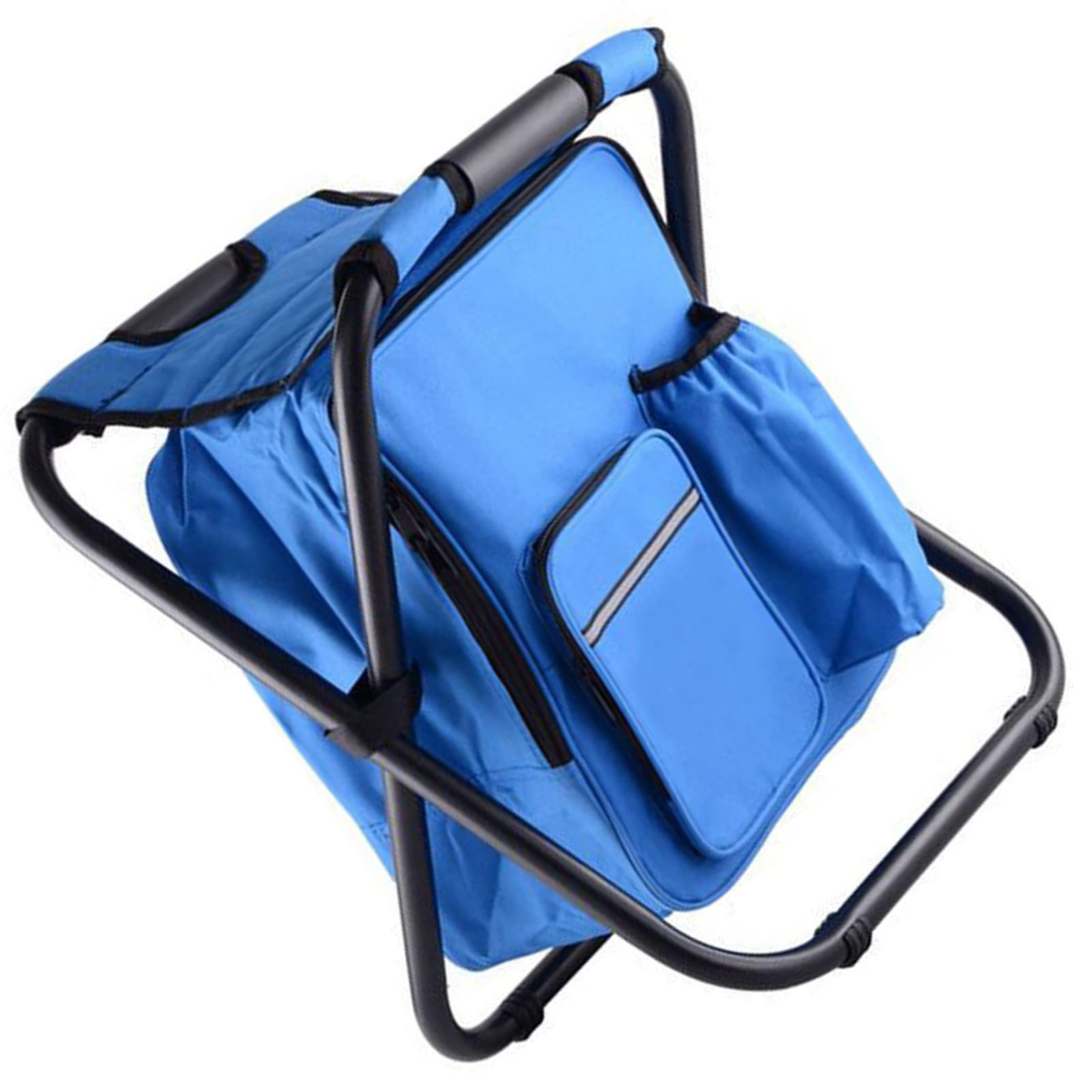 RiToEasysports Sedia con Borsa Termica Integrata, Sgabello da Campeggio Pieghevole, Leggero e Capiente, con Design Multi-tasca per Viaggi, Spiaggia, Escursioni, Picnic e pesca. (BLUE)