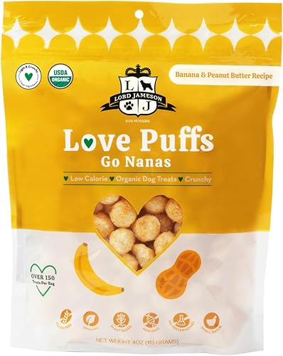 Miniatura 13 de Lord Jameson Crispy Orchard Light & Crunchy Love Puffs - Golosinas para perros de manzana y zanahoria, bajas en calorías, bajas en azúcar, sin