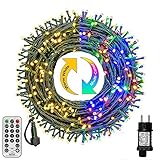 Lichterkette Außen 10M 100 LED Warmweiß & Bunt Lichterkette Weihnachtsbaum mit Fernbedienung Timer Merkfunktion, 11 Modi Weihnachtsbeleuchtung für Balkon Garten Party Hochzeit Weihnachtsdeko