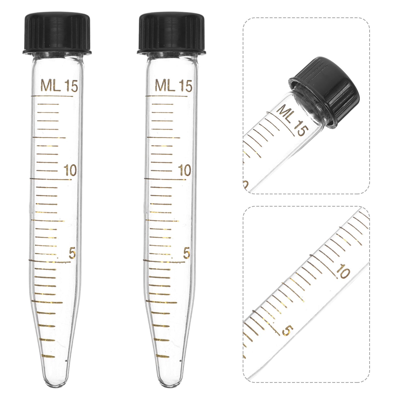 Lot de 10 Tubes Centrifugeurs à Fond Conique 15 Ml en Verre avec Bouchon à Vis Tubes Transparents Gradués pour Laboratoire Scientifique Étanches et Compatibles Centrifugeuse