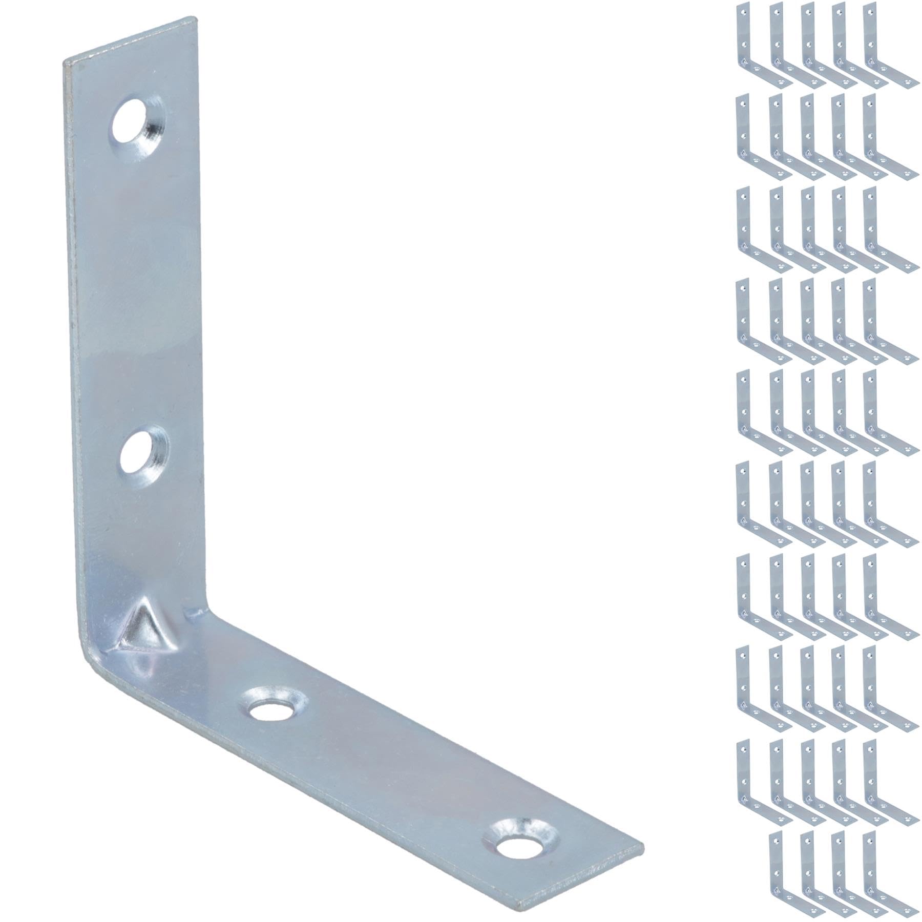 Ab Tools Silver Corner Bracket Fastener Brace Mending Reinforcing Plate 65Mm X 65Mm 50Pc