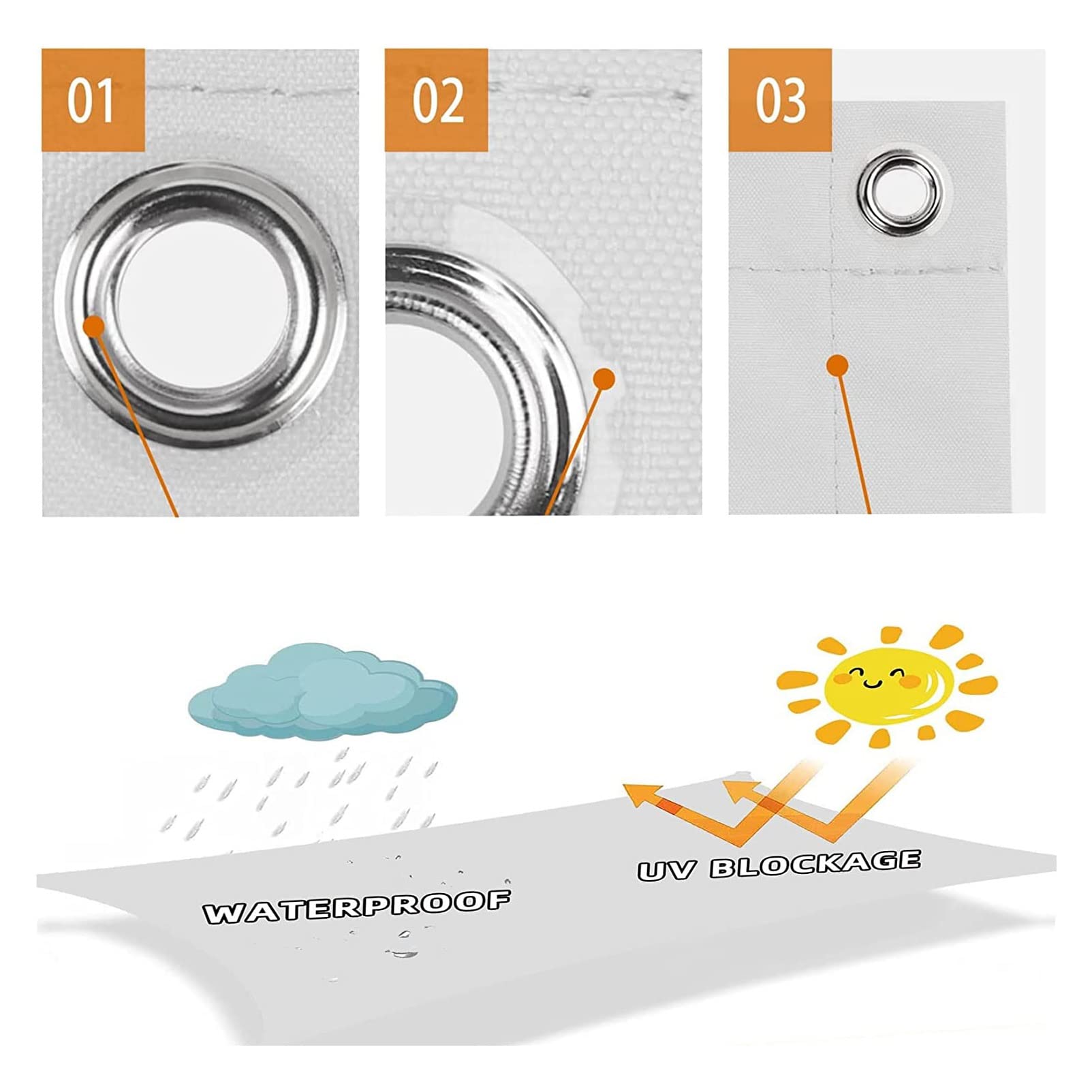 Vela Parasole Impermeabile 1,7 m x 3,4 m, Protezione Solare Rettangolare con Accessori di Montaggio, Resistente all'Usura, Copertura per Patio Esterno, pergolato, Prato, terrazza, Grigio Chi
