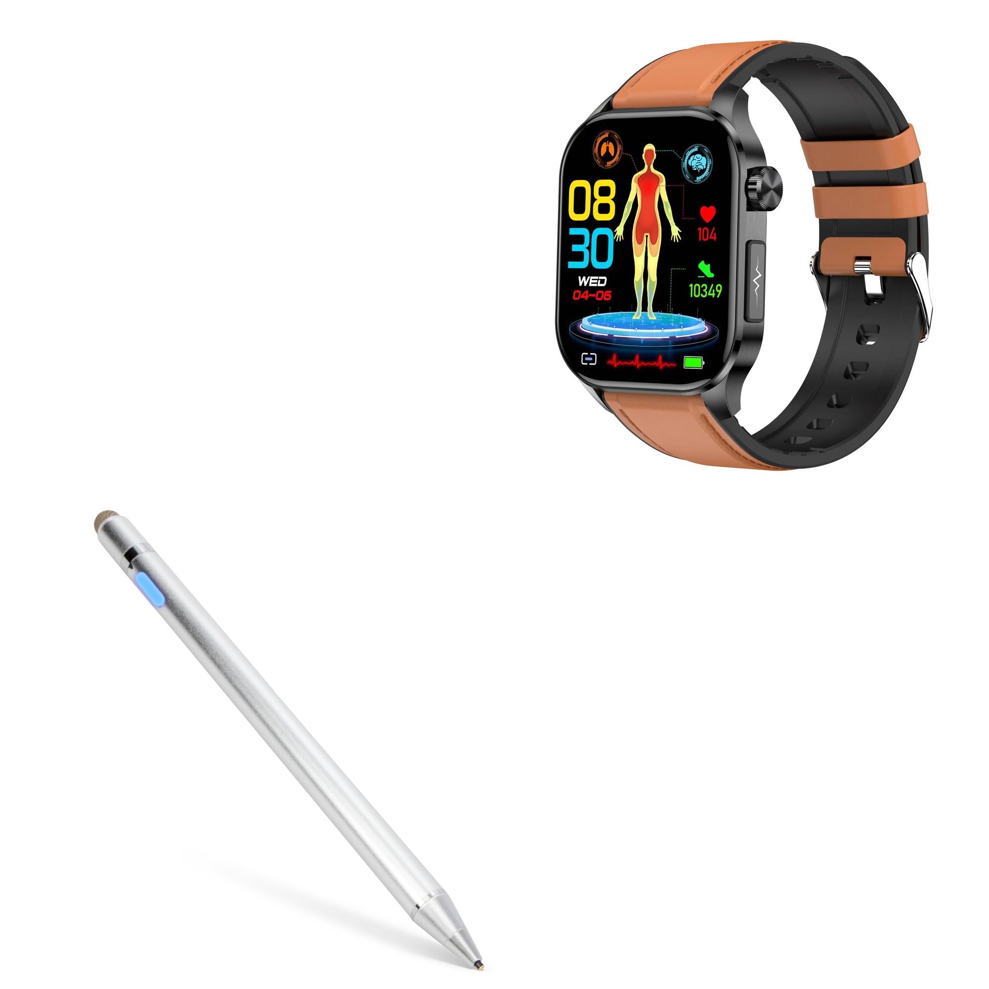 BoxWave Stylus Pen Compatible with Poalarhealth PH580 - AccuPoint Active Stylus, Electronic Stylus with Ultra Fine Tip - Metallic Silver