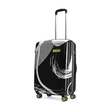 Skybags Splash Check-in Trolley Bag 65cm | Medium | Printed Hard Luggage | Smooth 8-Wheel Suitcase | Combination Lock with Sturdy Zipper | 5 Years International Warranty - Unisex (Black)