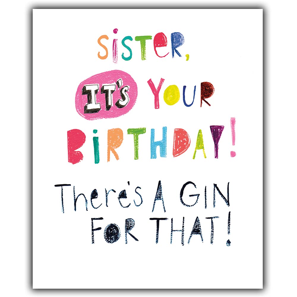 Emotional Rescue Sister Birthday Card, Gin Birthday Card For Sister, Sister Birthday Card For Her, Funny Sister Birthday Card, Bottle, Paper Salad,Multi,ZFW9387