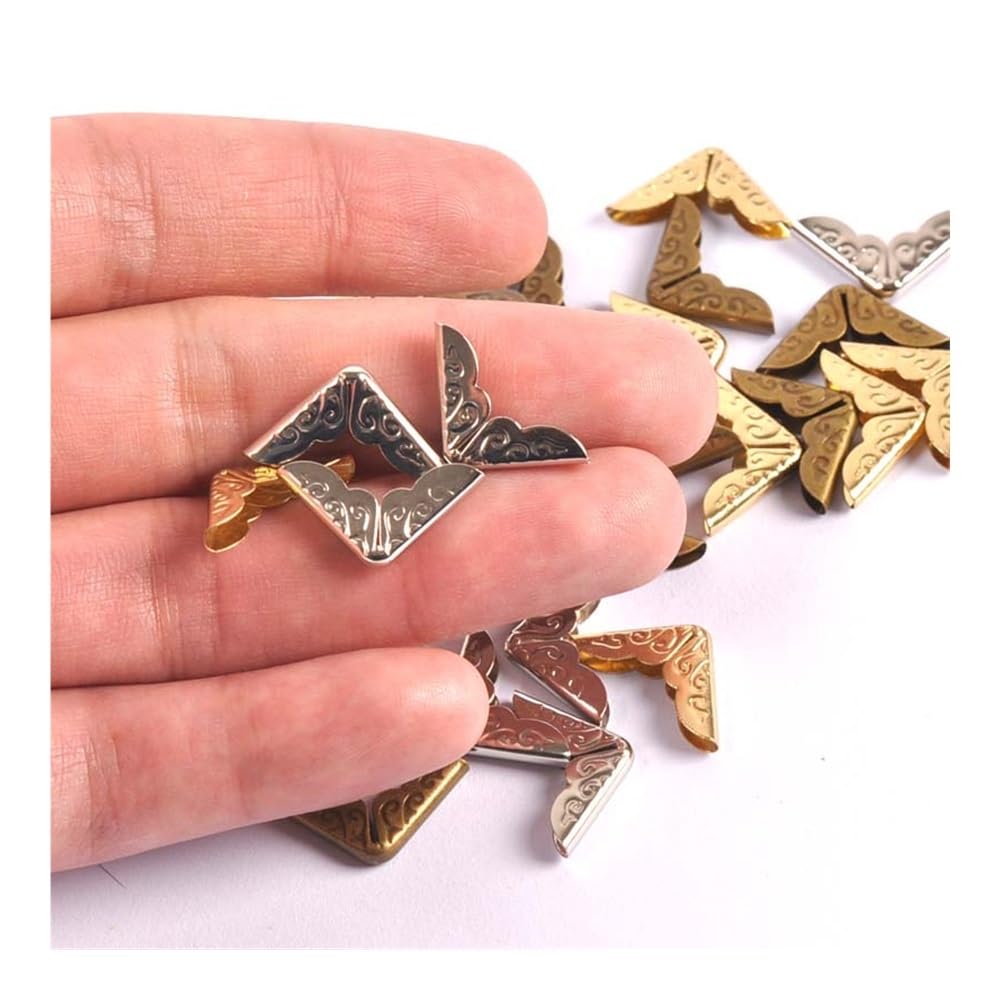 Ochraniacz narożników, Ochraniacz narożników książ 14x14mm Antyczna metalowa książka do scrapbookingu, notatnik, albumy, menu, teczki, ochraniacze narożne, brąz(3,100PCS)