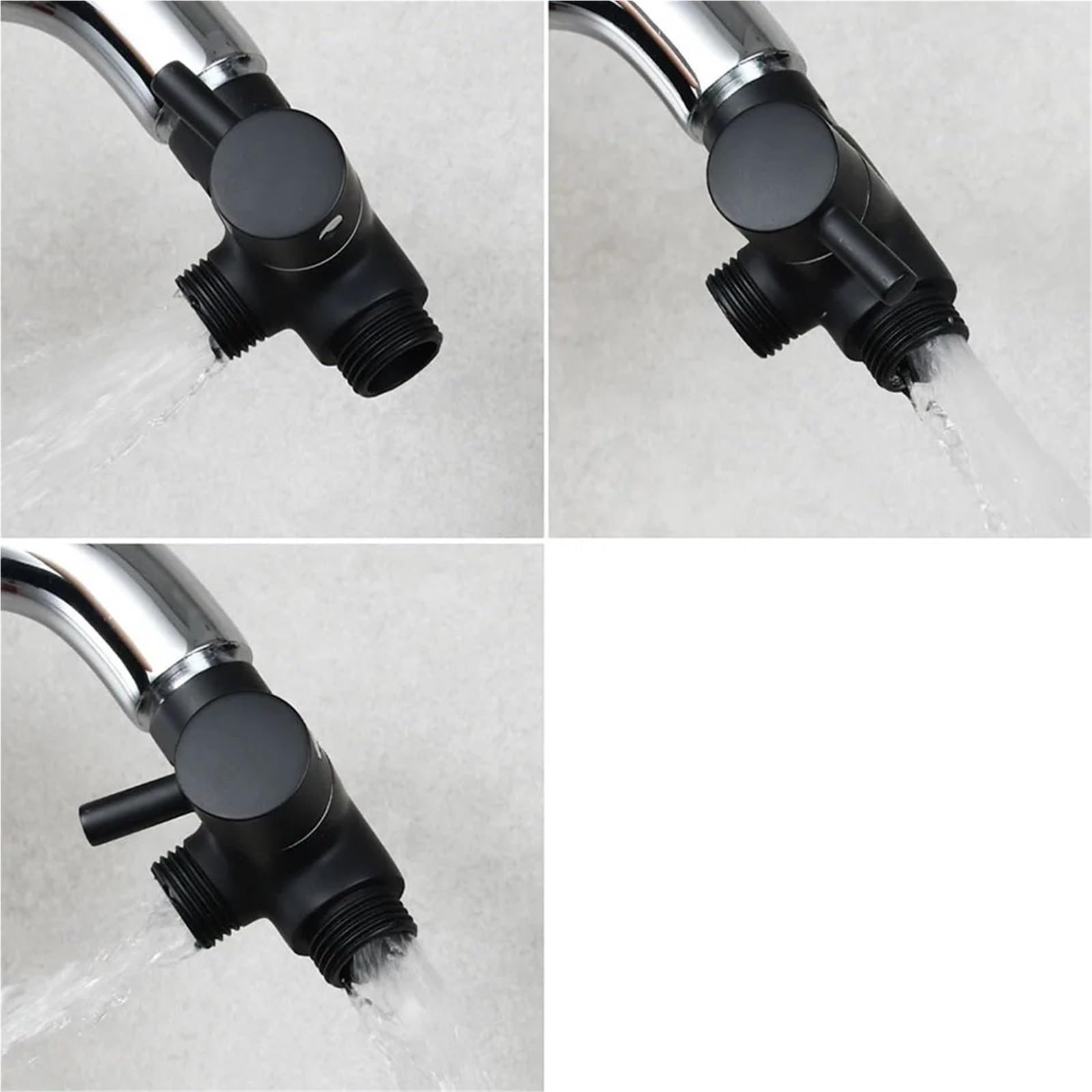 Válvula de ángulo de grifo de latón de 3 vías, válvula desviadora de ducha G1/2 ''para cabezal de ducha de mano y cabezal de ducha fijo Para Cocina, BañO(Black)