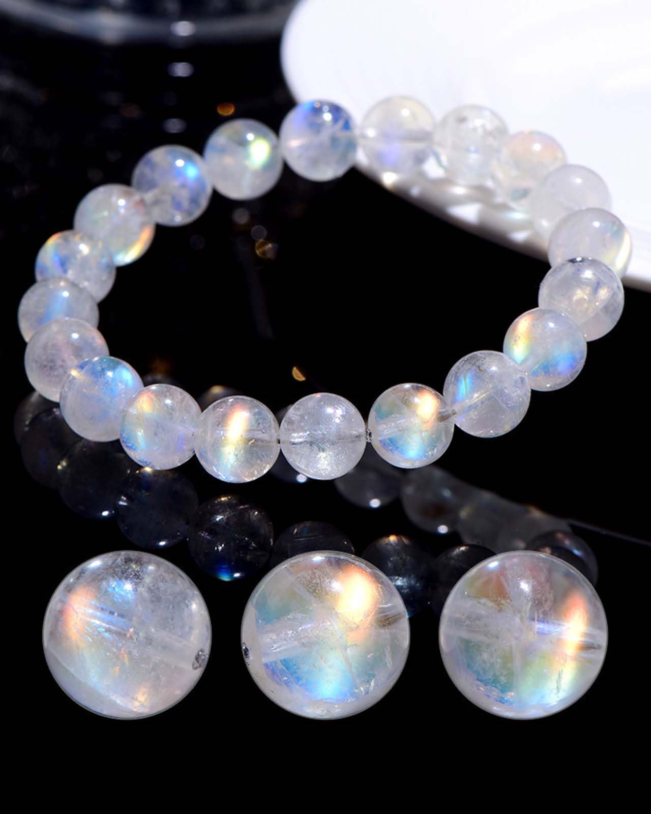 Pulsera Premium de Cristal de Piedra Lunar arcoíris