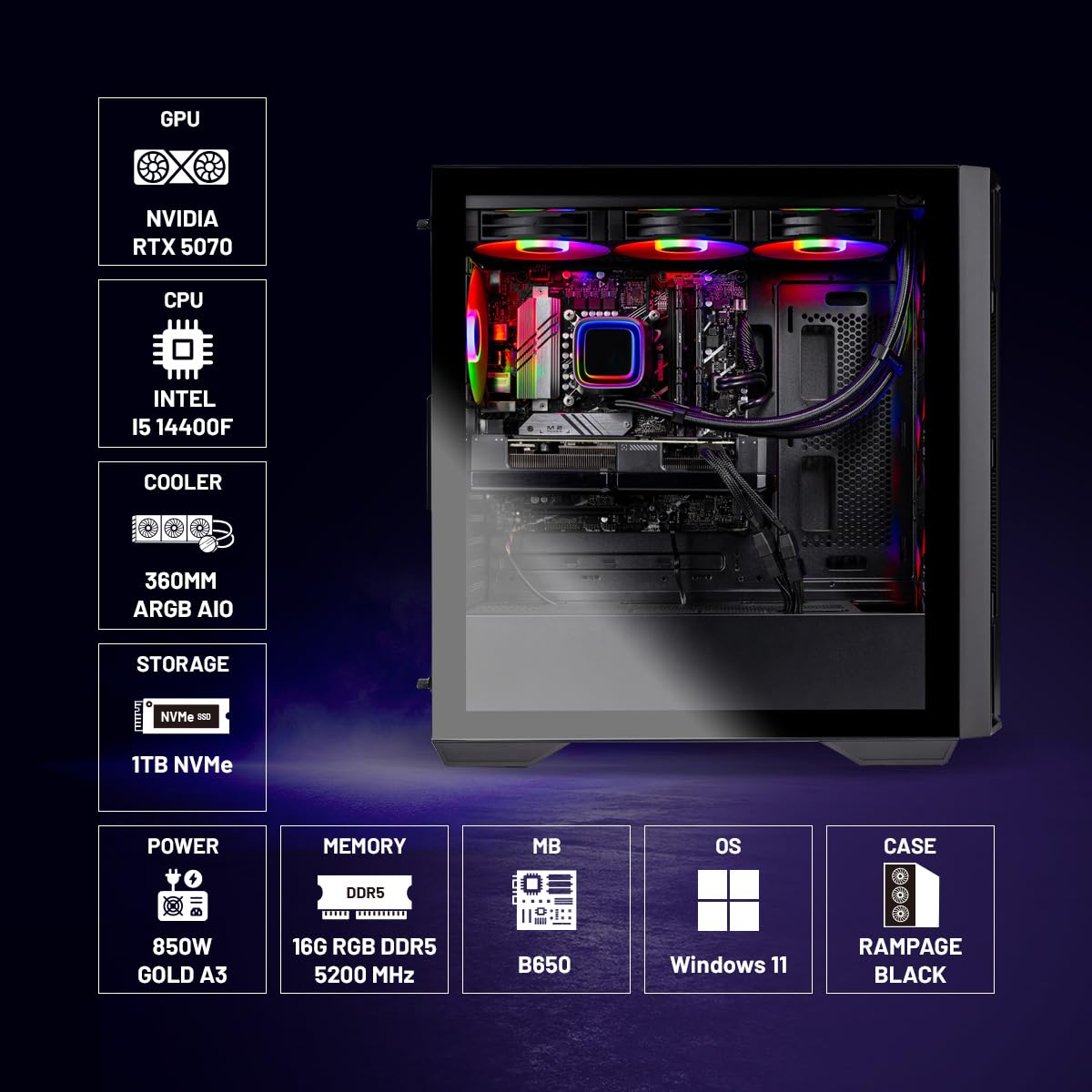 Windowsデスクトップ FRONTIER i5-14400F/16GB/SSD512GB/Office Amazon.com: Skytech Gaming Rampage Desktop PC, Intel i5 14400F 2.5