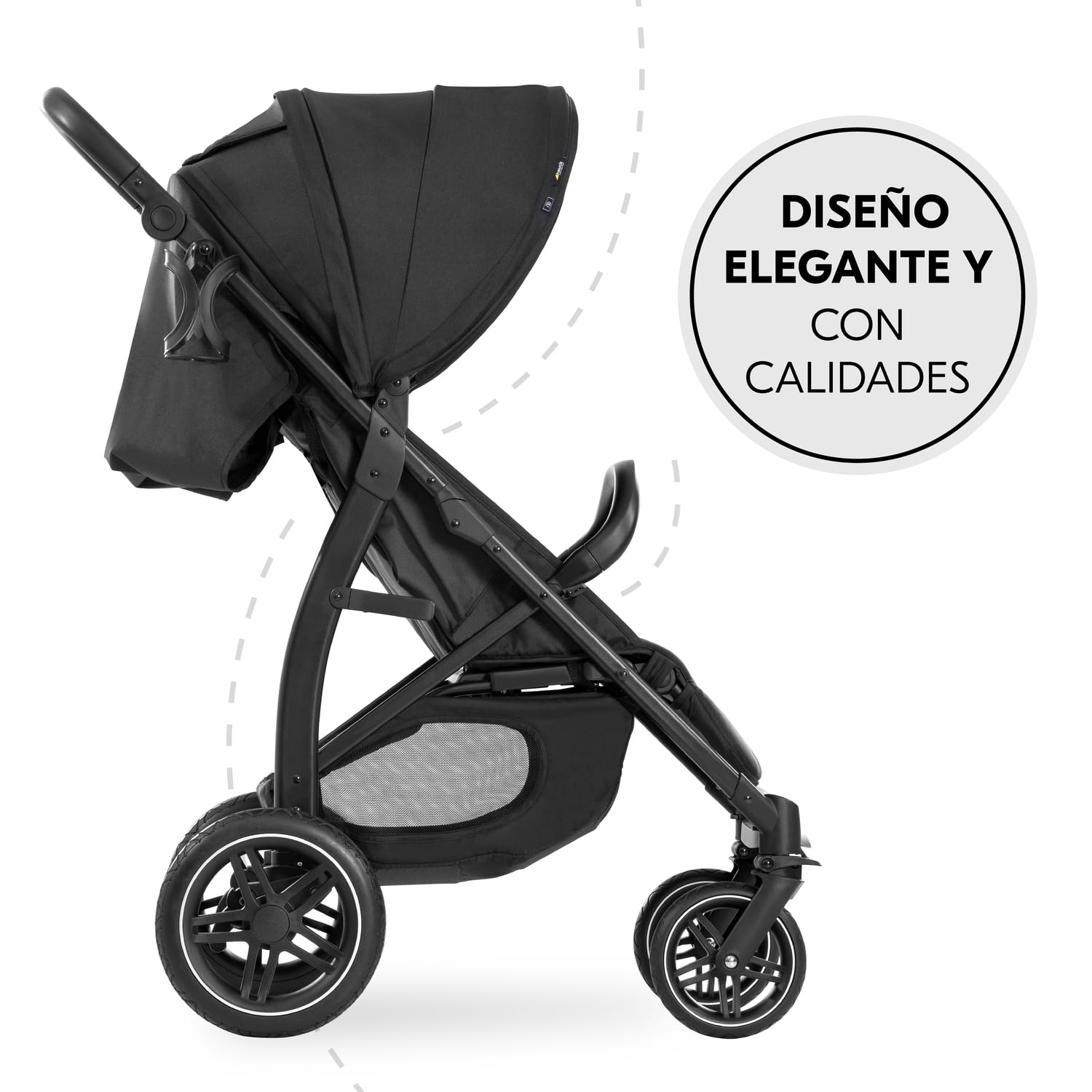 hauck Silla de Paseo Ligera hasta 22 Kilos Rapid 4D - Carrito Bebe desde el Nacimiento - Carro Reclinable con Ruedas de Goma - Portavasos - UPF 50+ - Compacto - Cesta XL - Negro