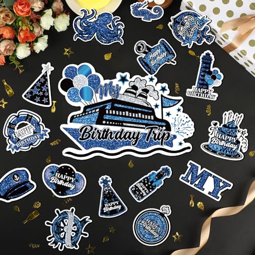 Imanes decorativos barco cumpleaños azul negro plata miniatura 3
