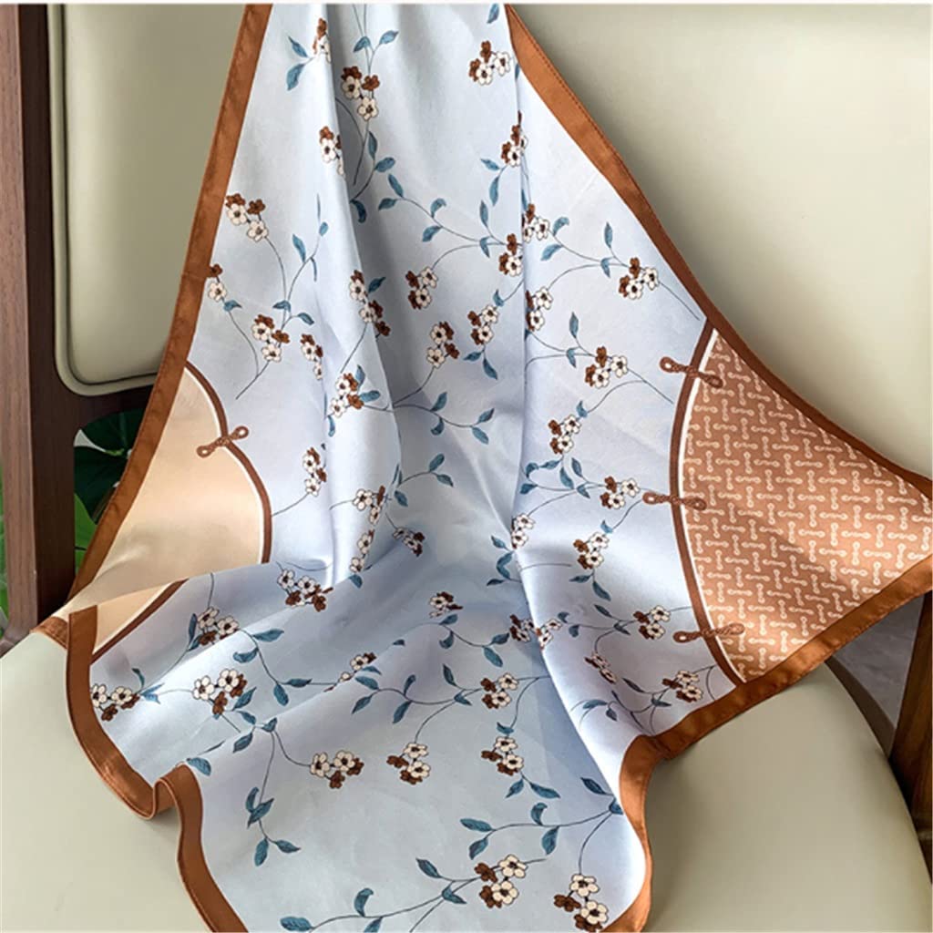Bufanda de Mujer Bufanda Cuadrada Estampado de Corbata de Pelo Pañuelo de Seda Satinada Pañuelo de Cabeza para Mujer Bufanda de Seda de Tira Larga pequeña (B 53 * 53CM)