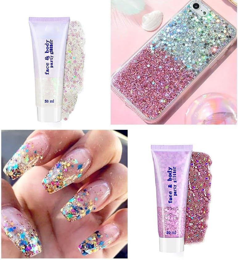 Miniatura 7 de Purpurina de cuerpo blanco, purpurina facial, conciertos de cantante, festivales de música, accesorios para rave, maquillaje con purpurina corporal