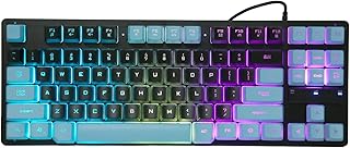 Bewinner Wired Gaming Keyboard, RGB Backlit Gaming Keyboard, 87 Antighosting Keys, Ergonomic Desktop Notebook Computer Keyboard for OS X, 10/8/ 7/ XP (Black and Blue)