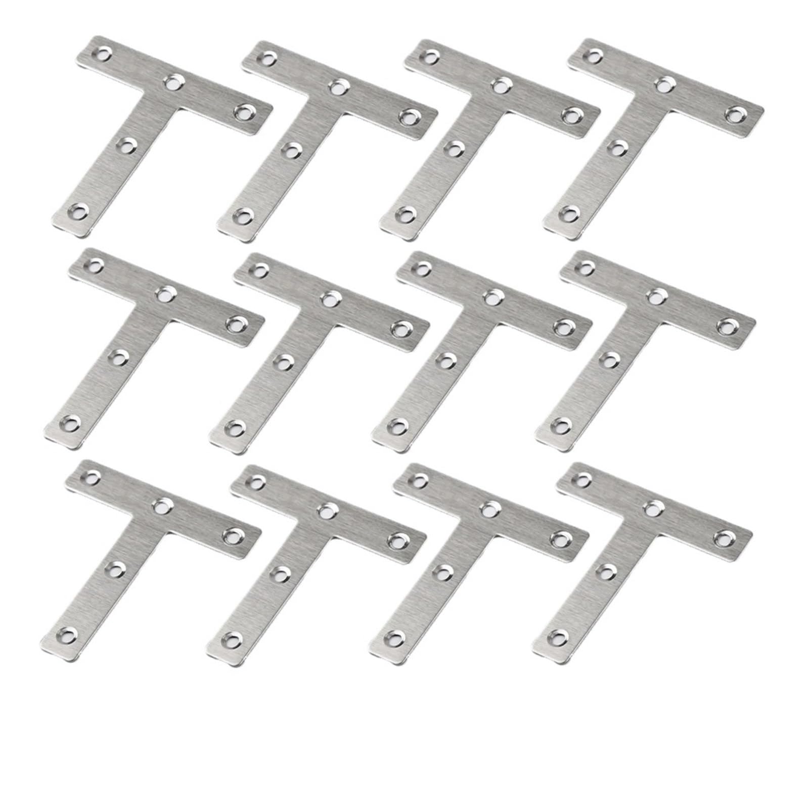 Rrypbovg Silver L Brackets Stainless Steel Corner Extrusion Plate Fastener L /T 12Pcs Connection Heavy Duty Flat Angle Brace(Silver)